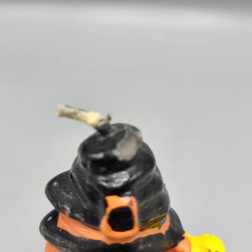 Vintage Halloween Spooky Witch Candle Figurine Small Black Orange 4